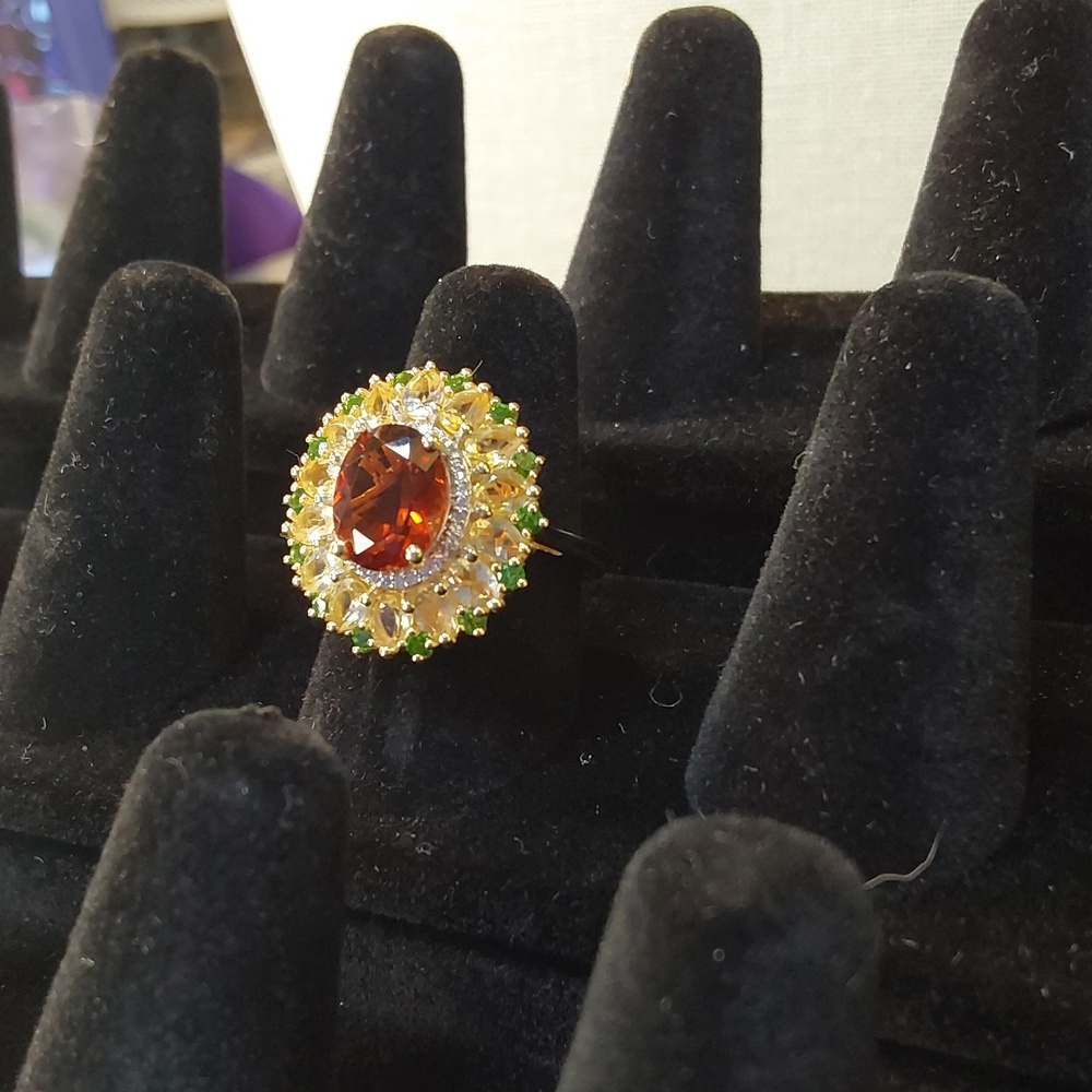 Golden Citrine 5.15 ctw 14 k over 925 ring